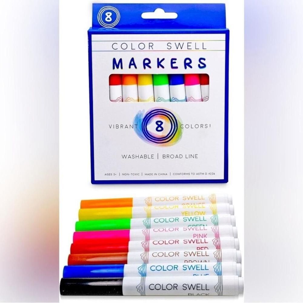 Color Swell Washable Markers With 8 Vibrant Colors